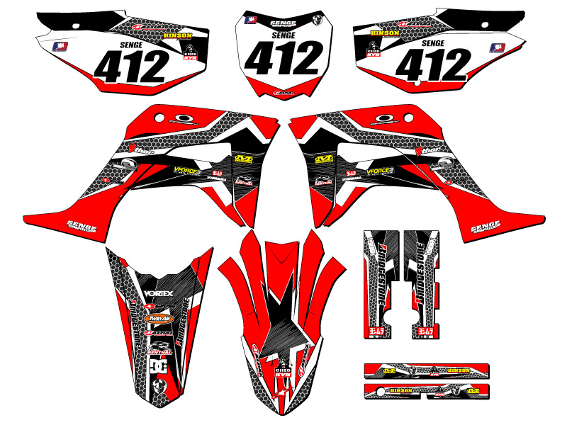 2019-2023 CRF 125 PODIUM Red Senge Graphics Kit Compatible with Honda - Picture 8 of 10