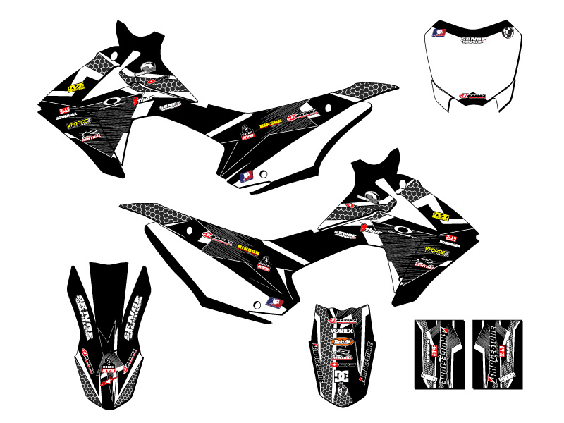 2013-2018 CRF 110 PODIUM Black Senge Graphics Kit Compatible with Honda - Picture 5 of 10