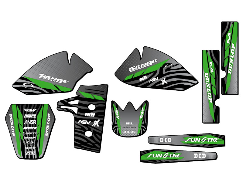 1985-2004 KX 60 TIGRE Black Senge Graphics Kit Compatible with Kawasaki - Picture 2 of 10