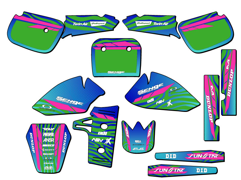 1985-2004 KX 60 TIGRE Green Senge Graphics Kit Compatible with Kawasaki - Bild 5 von 10