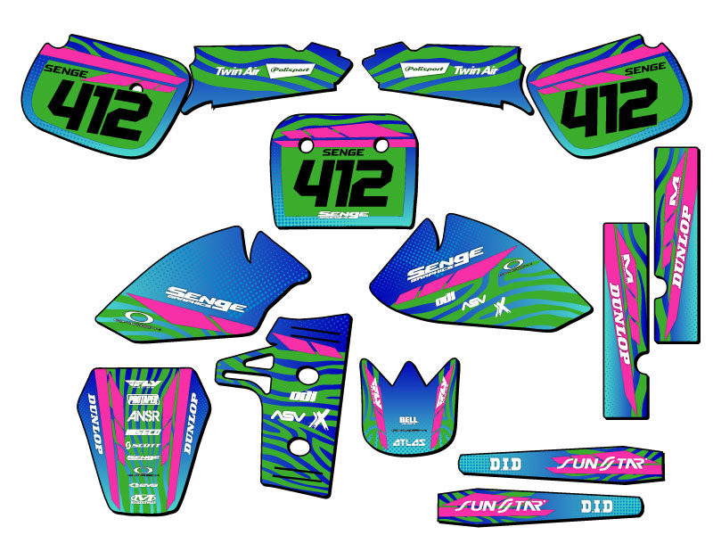 1985-2004 KX 60 TIGRE Green Senge Graphics Kit Compatible with Kawasaki - Bild 8 von 10