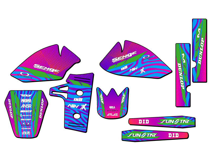 1985-2004 KX 60 TIGRE Pink Senge Graphics Kit Compatible with Kawasaki - Picture 2 of 10