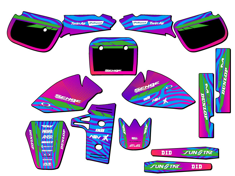 1985-2004 KX 60 TIGRE Pink Senge Graphics Kit Compatible with Kawasaki - Picture 5 of 10
