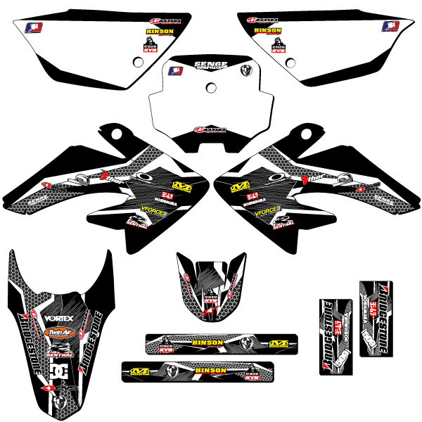 2011-2016 CRF 100 PODIUM Black Senge Graphics Kit compatible con Honda - Imagen 5 de 10