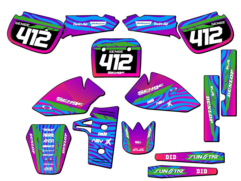 1985-2004 KX 60 TIGRE Pink Senge Graphics Kit Compatible with Kawasaki - Picture 8 of 10