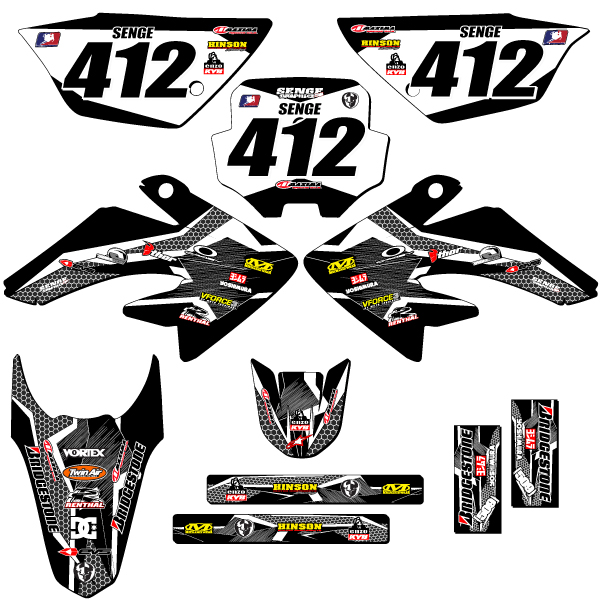 2011-2016 CRF 100 PODIUM Black Senge Graphics Kit compatible con Honda - Imagen 8 de 10