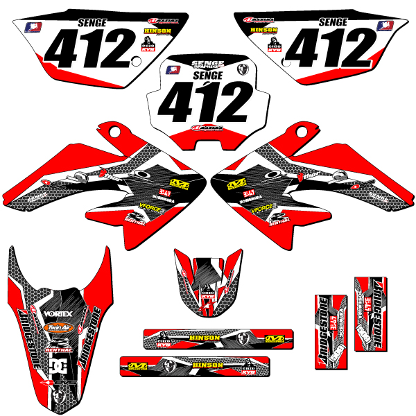 2011-2016 CRF 100 PODIUM Red Senge Graphics Kit compatible con Honda - Imagen 8 de 10