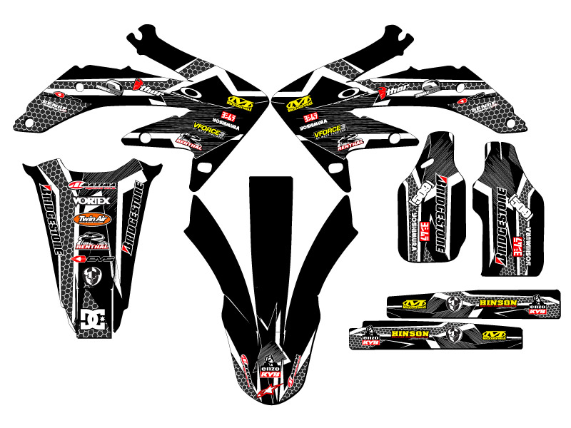 2008-2018 CRF 450 X PODIUM Black Senge Graphics Kit Compatible with Honda - Picture 2 of 10