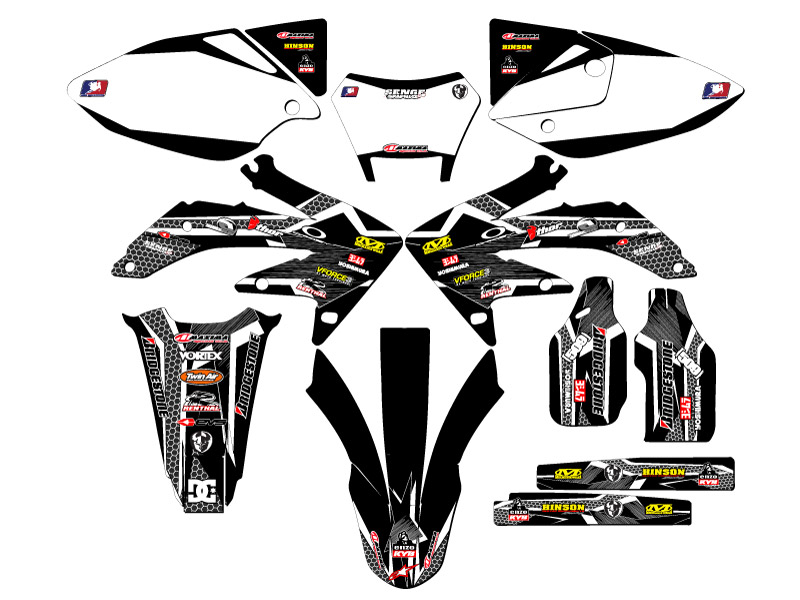 2008-2018 CRF 450 X PODIUM Black Senge Graphics Kit Compatible with Honda - Picture 5 of 10