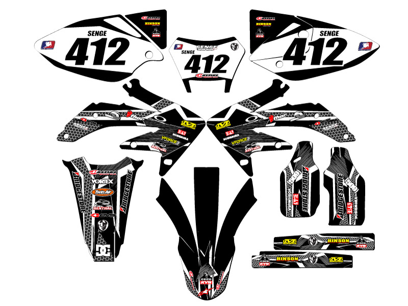 2008-2018 CRF 450 X PODIUM Black Senge Graphics Kit Compatible with Honda - Picture 8 of 10