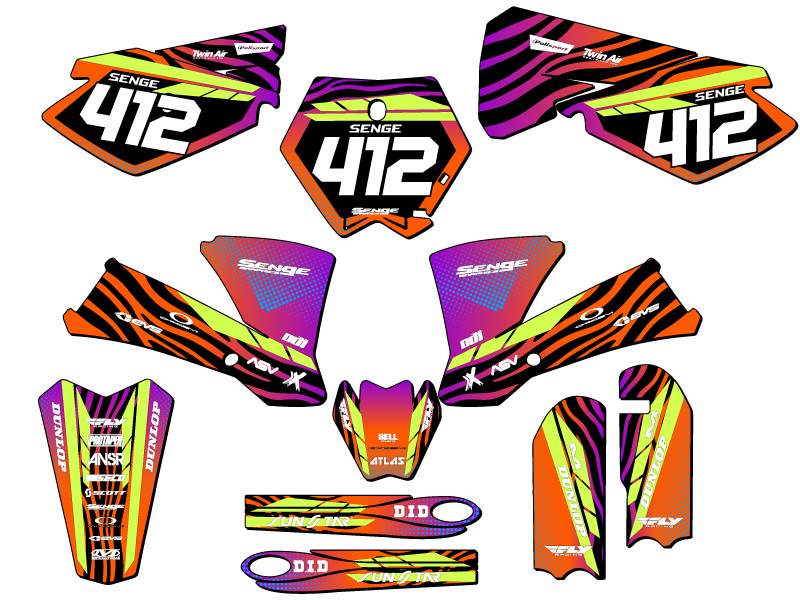2003-2005 SX 105 TIGRE Orange Senge kit de gráficos compatible con KTM - Imagen 8 de 10