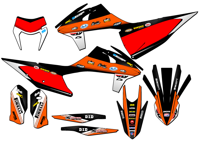 2020-2023 XC-W RICOCHET Orange Senge Graphics Kit Compatible with KTM - Foto 5 di 10