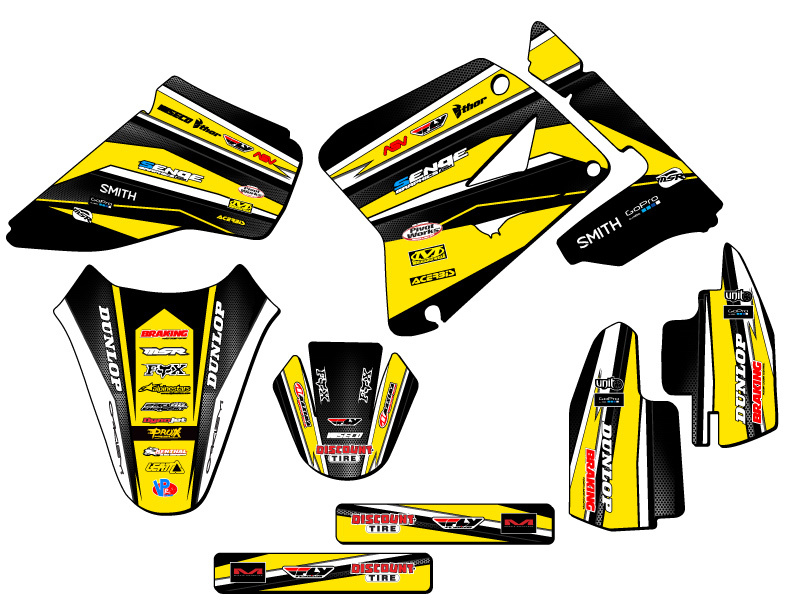 RM 85 VIGOR 2001-2004 kit de gráficos amarillo Senge compatible con Suzuki - Imagen 2 de 10