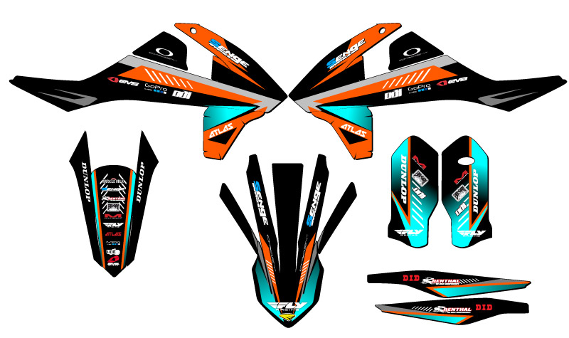 Kit de gráficos XC-W SURGE 2017-2019 Orange Senge compatible con KTM - Imagen 2 de 10