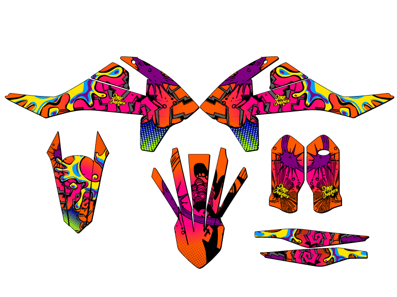 2017-2019 XC-W ZANY Orange Senge Graphics Kit Compatible with KTM - Foto 2 di 10