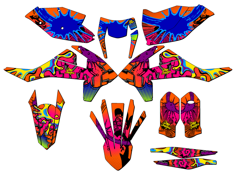 2017-2019 XC-W ZANY Orange Senge Graphics Kit Compatible with KTM - Foto 5 di 10