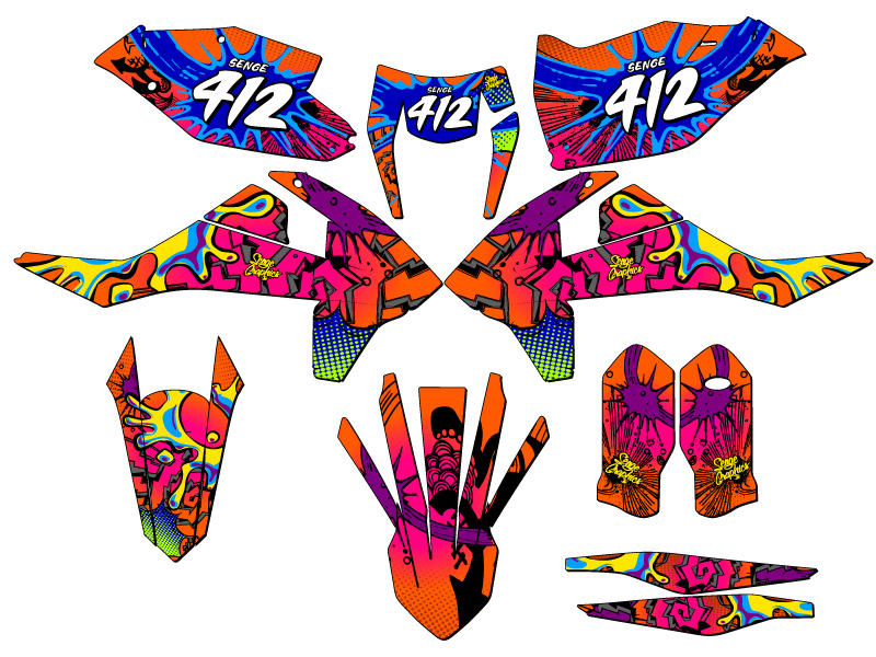 2017-2019 XC-W ZANY Orange Senge Graphics Kit Compatible with KTM - Foto 8 di 10