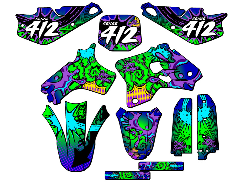 1993-2001 YZ 80 ZANY Blue Senge kit de gráficos compatible con Yamaha - Imagen 8 de 10