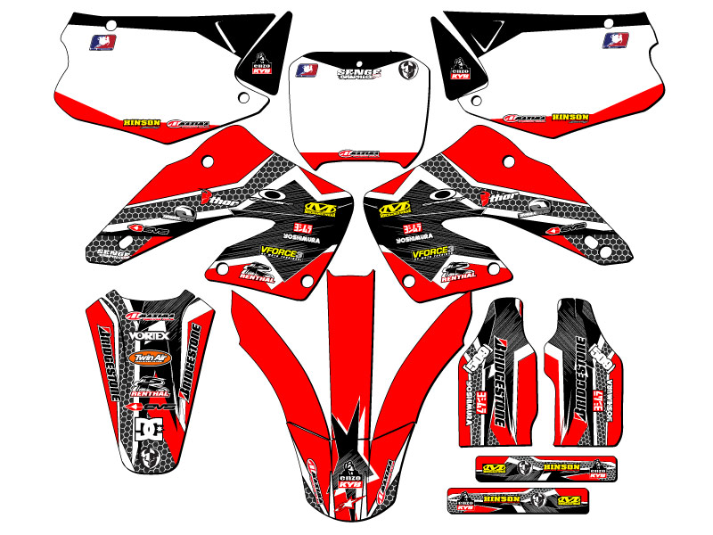 2000-2001 CR 125 R PODIUM Red Senge Graphics Kit Compatible with Honda - Foto 5 di 10