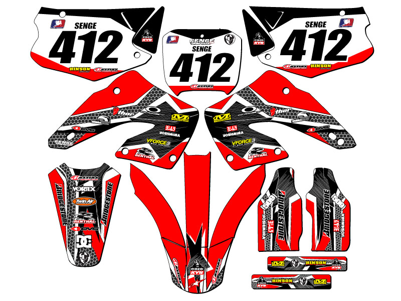 2000-2001 CR 125 R PODIUM Red Senge Graphics Kit Compatible with Honda - Foto 8 di 10