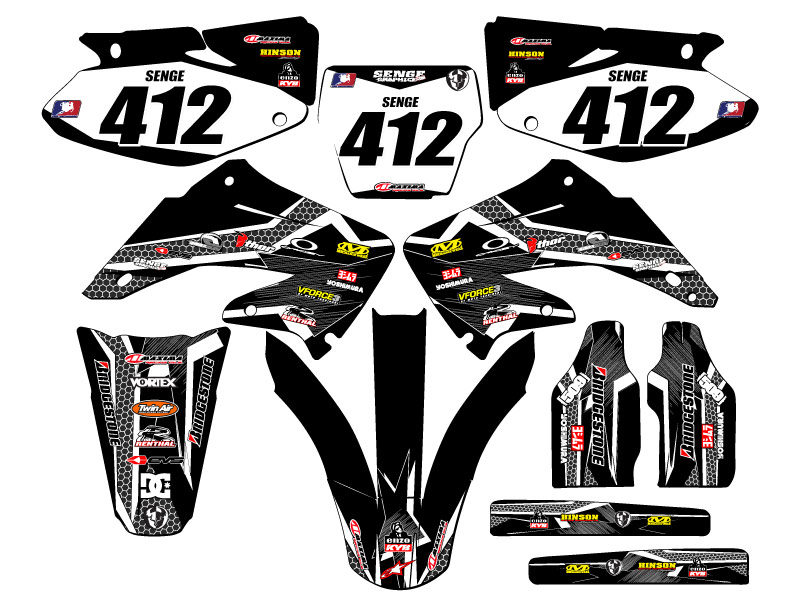 2004-2012 CR 125 R PODIUM Black Senge kit de gráficos compatible con Honda - Imagen 8 de 10