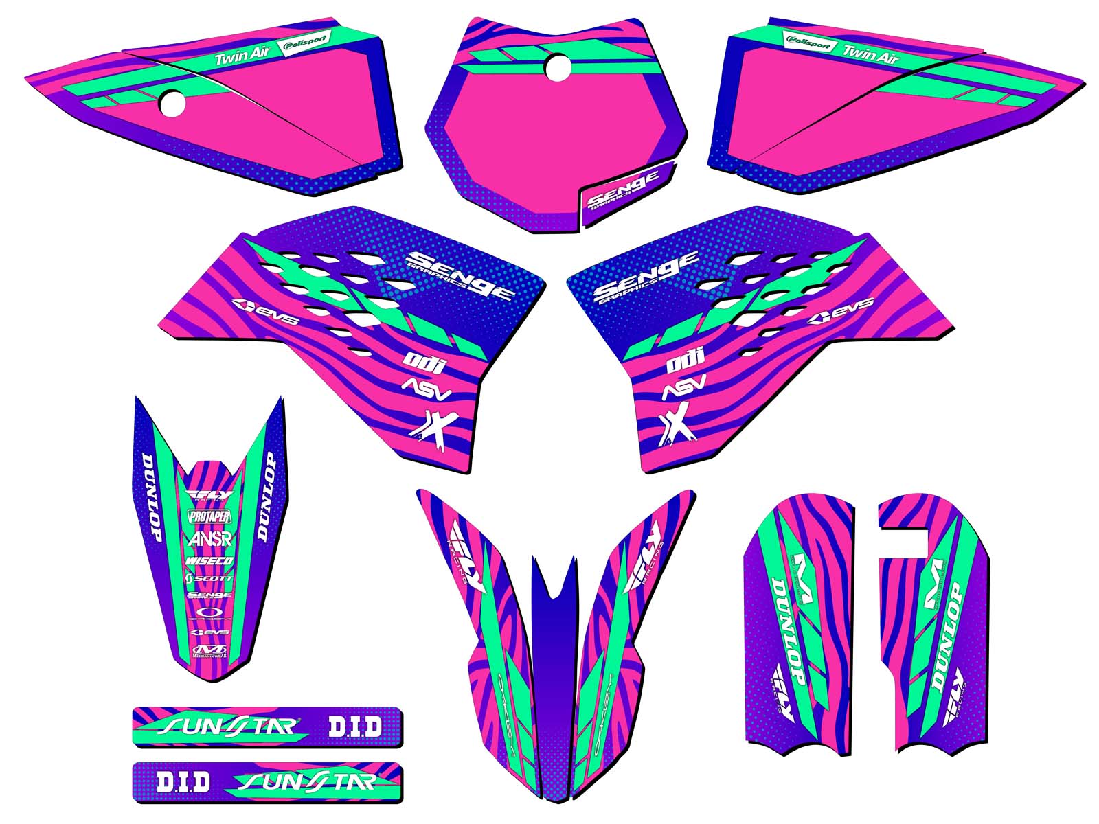 2009-2015 SX 50 TIGRE Pink Senge Graphics Kit Compatible with KTM - Picture 5 of 10