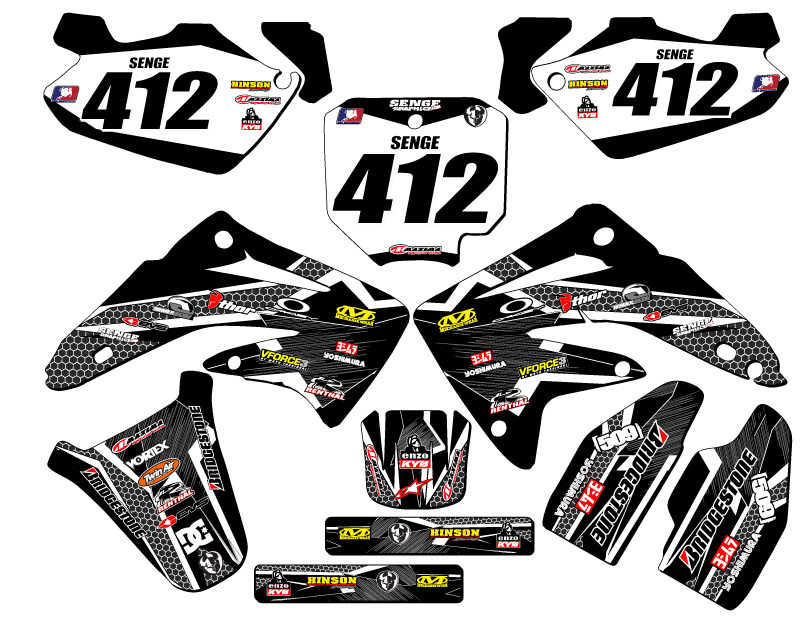2003-2013 CR 85 PODIUM Black Senge Graphics Kit Compatible with Honda - Picture 8 of 10