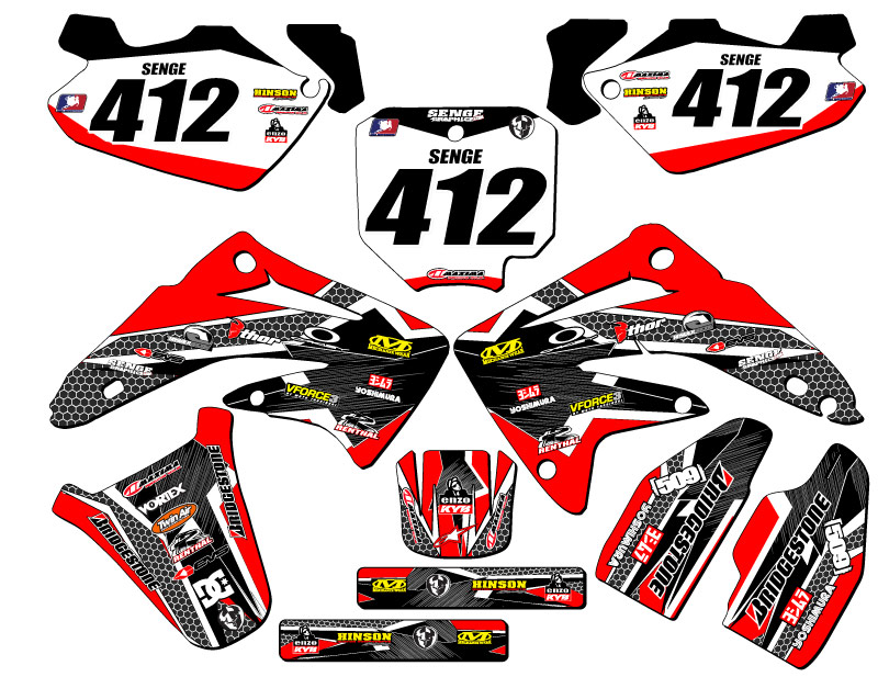 2003-2013 CR 85 PODIUM Red Senge Graphics Kit Compatible with Honda - Picture 2 of 10