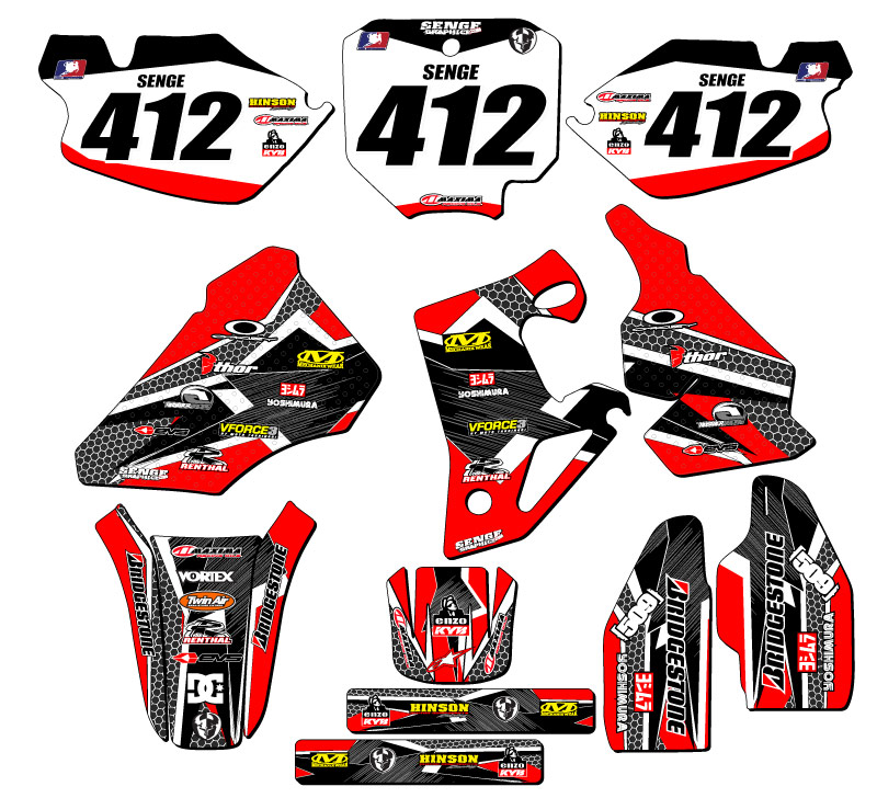 Kit de gráficos CR 80 PODIUM 1996-2002 rojo Senge compatible con Honda - Imagen 8 de 10