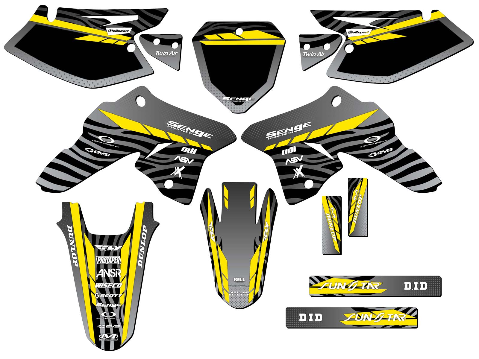 Kit de gráficos Senge 2008-2023 DRZ 125 TIGRE negro compatible con Suzuki - Imagen 2 de 10