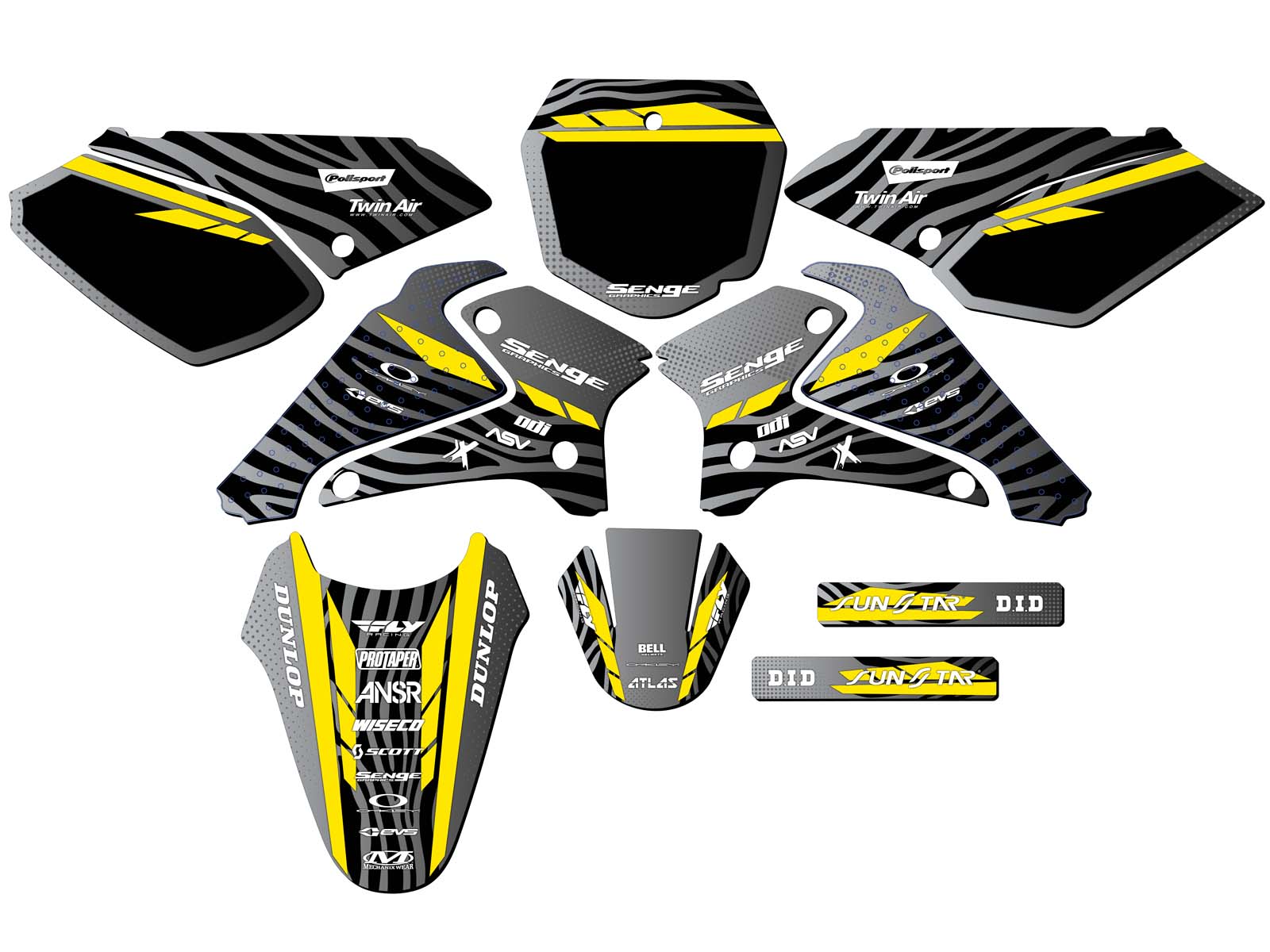 Kit de gráficos DRZ 125 TIGRE 2001-2007 negro Senge compatible con Suzuki - Imagen 2 de 10
