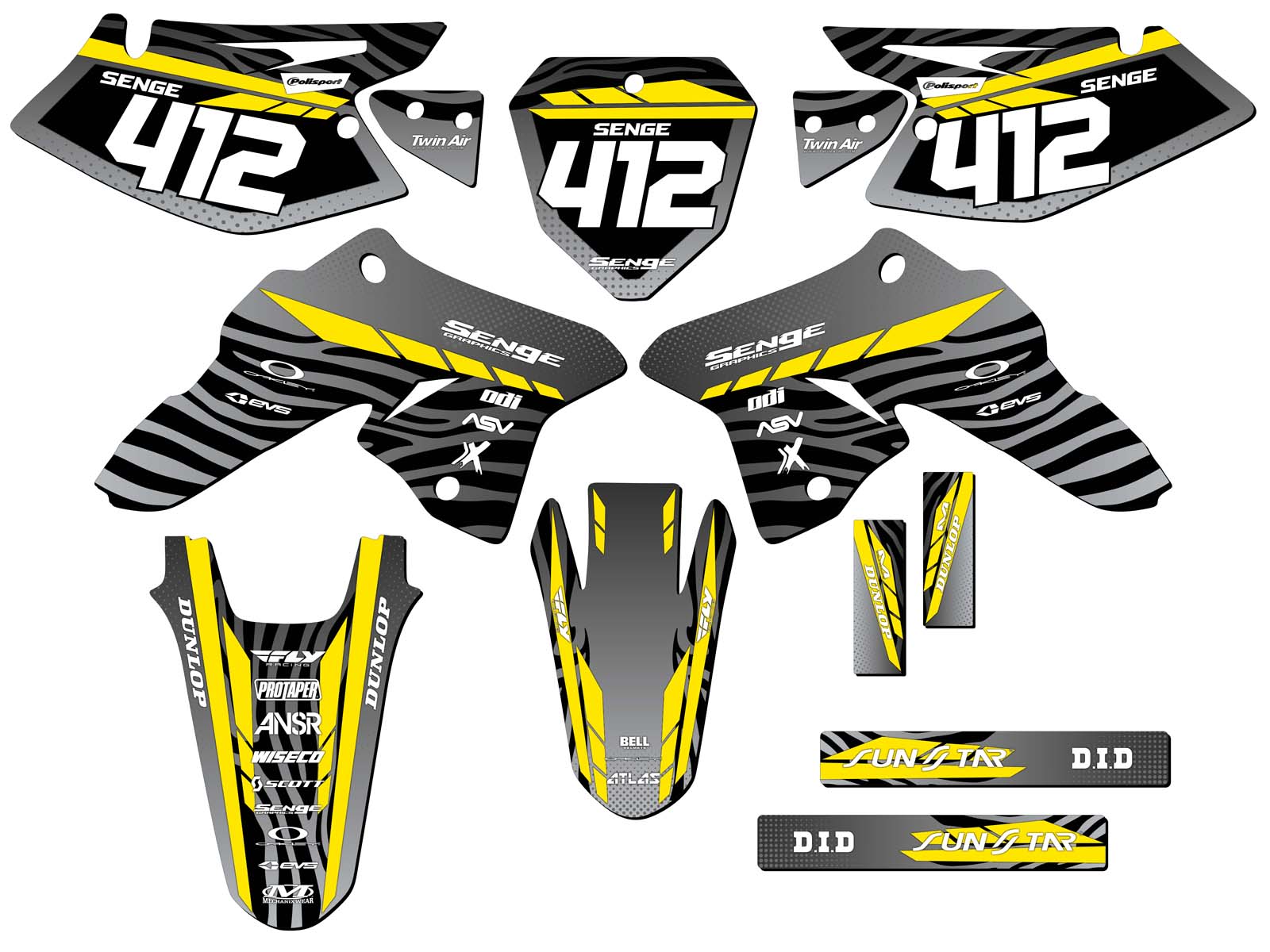 Kit de gráficos Senge 2008-2023 DRZ 125 TIGRE negro compatible con Suzuki - Imagen 5 de 10