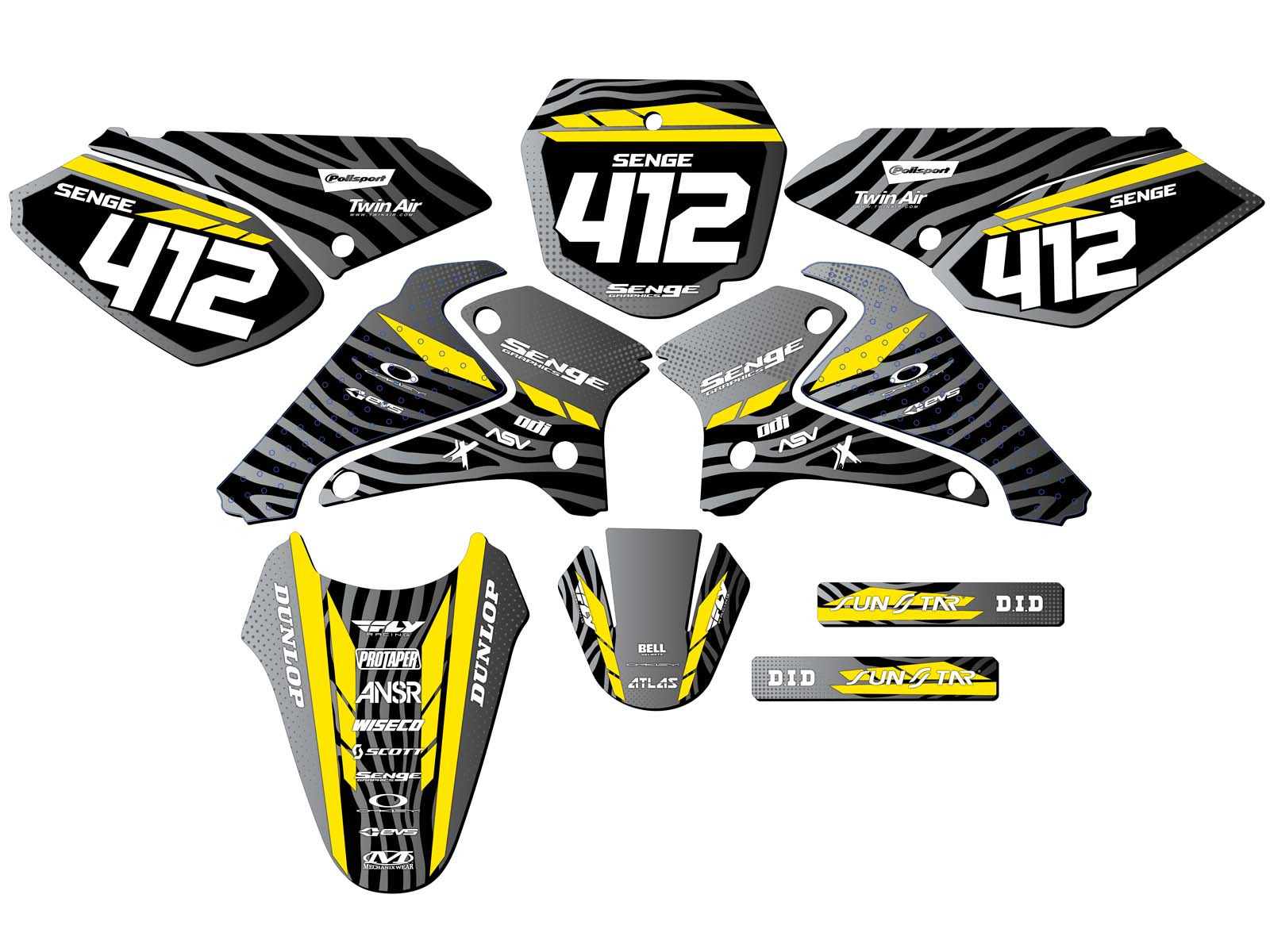Kit de gráficos DRZ 125 TIGRE 2001-2007 negro Senge compatible con Suzuki - Imagen 5 de 10