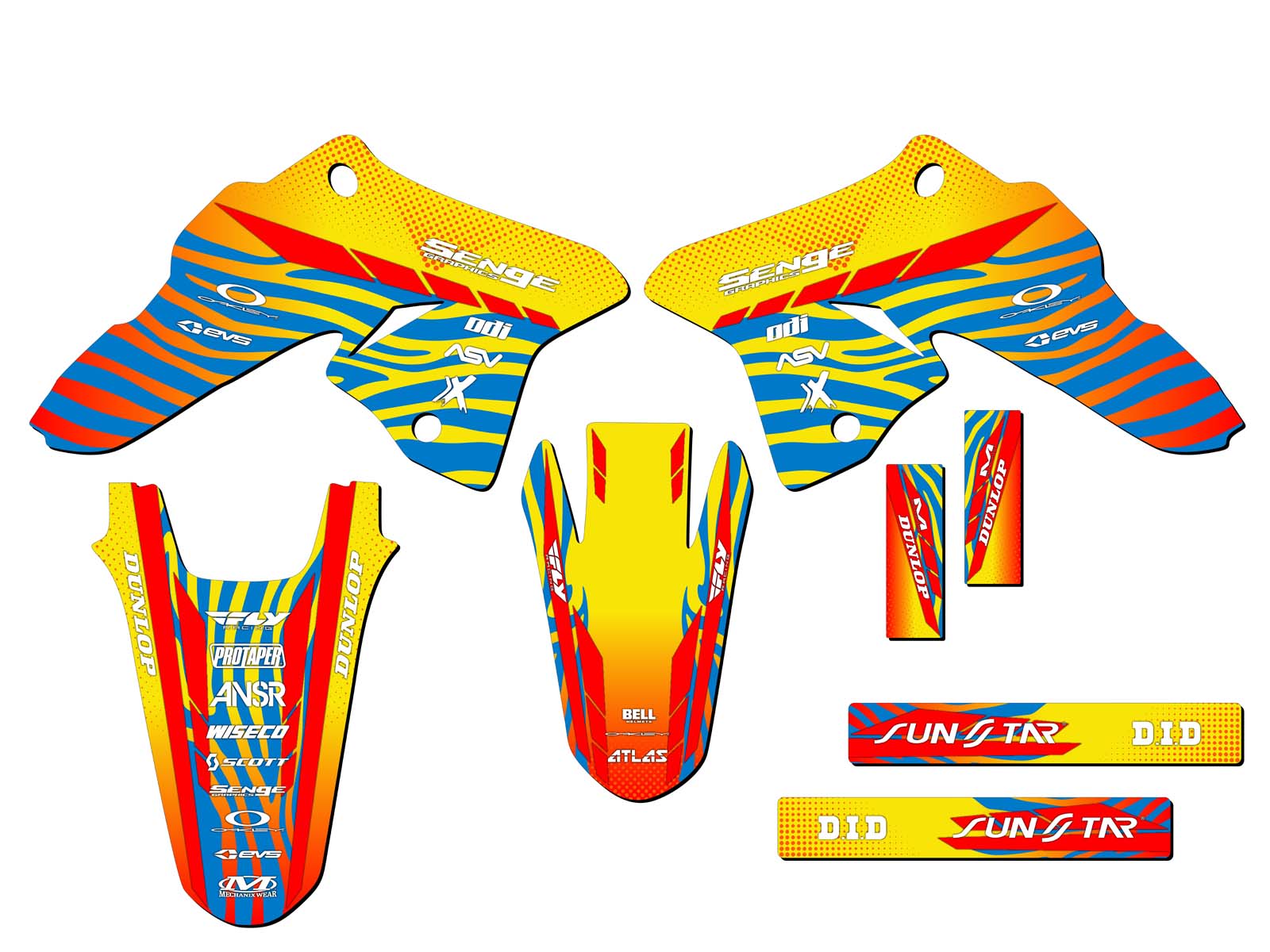 2008-2023 DRZ 125 TIGRE Yellow Senge Graphics Kit Compatible with Suzuki - Foto 8 di 10