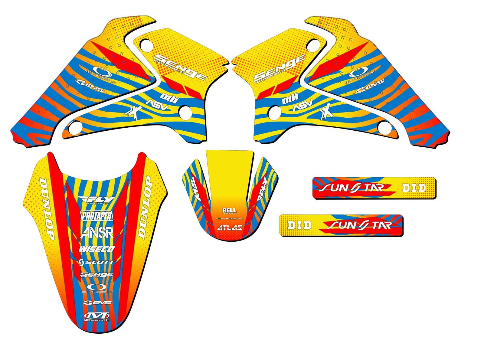 2001-2007 DRZ 125 TIGRE Yellow Senge Graphics Kit Compatible with Suzuki - Foto 2 di 10