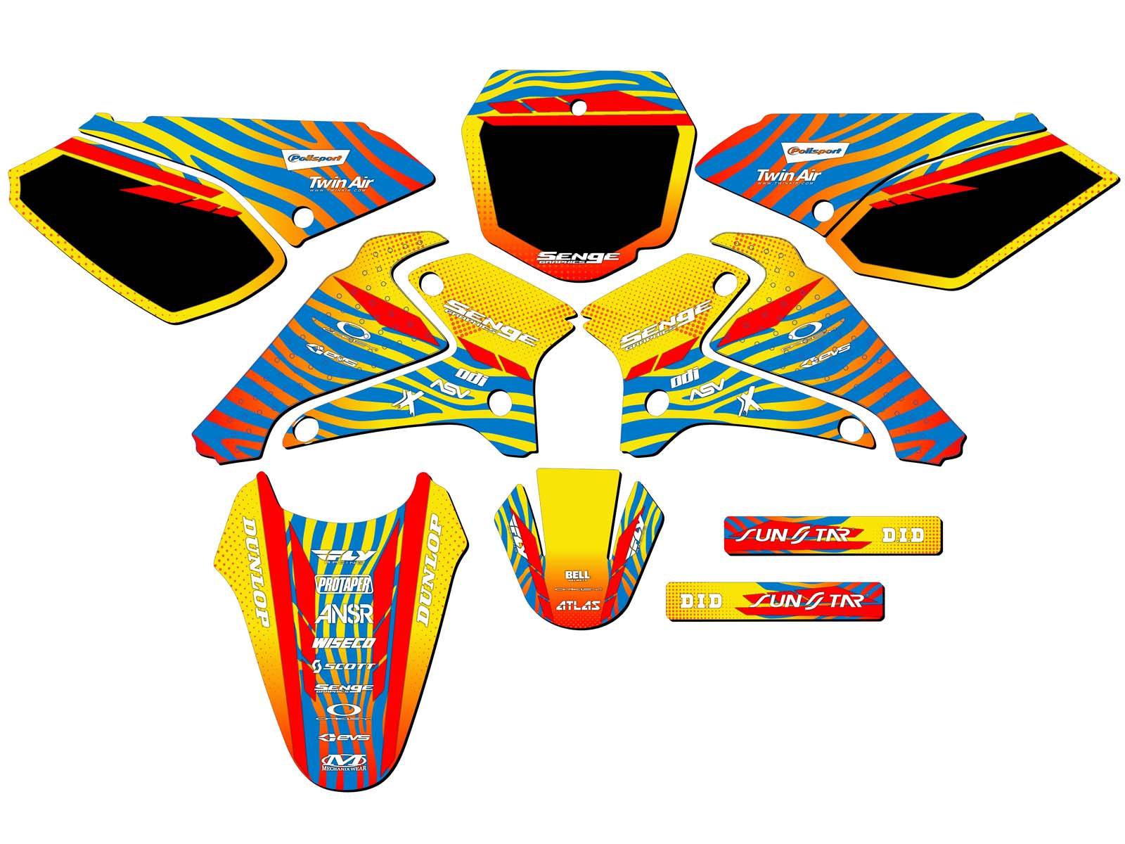 2001-2007 DRZ 125 TIGRE Yellow Senge Graphics Kit Compatible with Suzuki - Foto 5 di 10