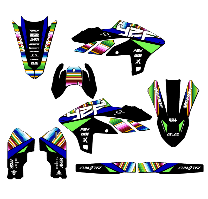 2023-2025 YZ 450 F SERAPE Black Senge Graphics Kit Compatible with Yamaha - Picture 2 of 10