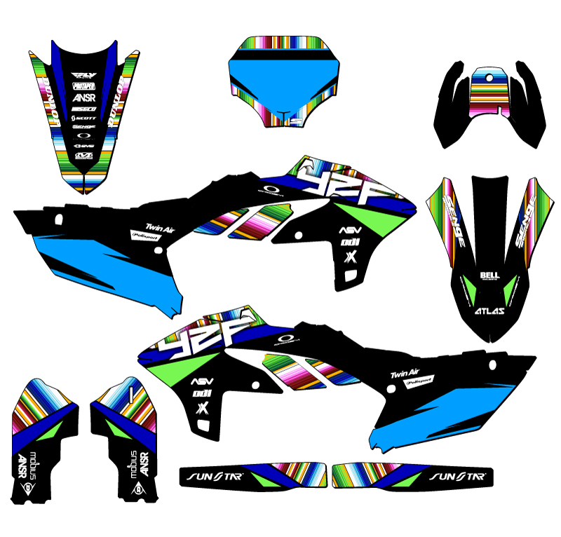 2023-2025 YZ 450 F SERAPE Black Senge Graphics Kit Compatible with Yamaha - Picture 5 of 10