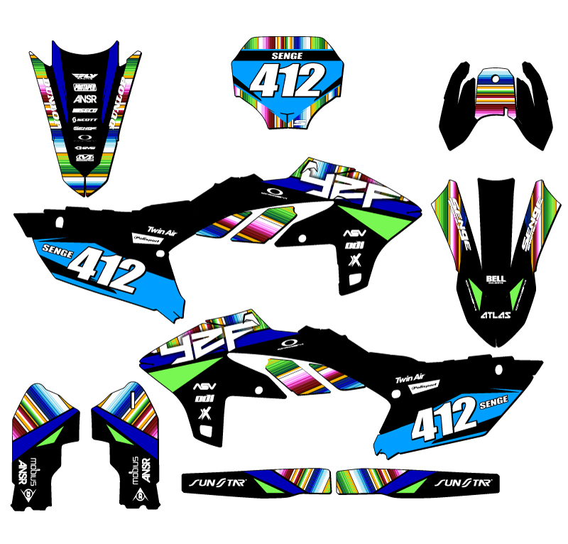 2023-2025 YZ 450 F SERAPE Black Senge Graphics Kit Compatible with Yamaha - Picture 8 of 10