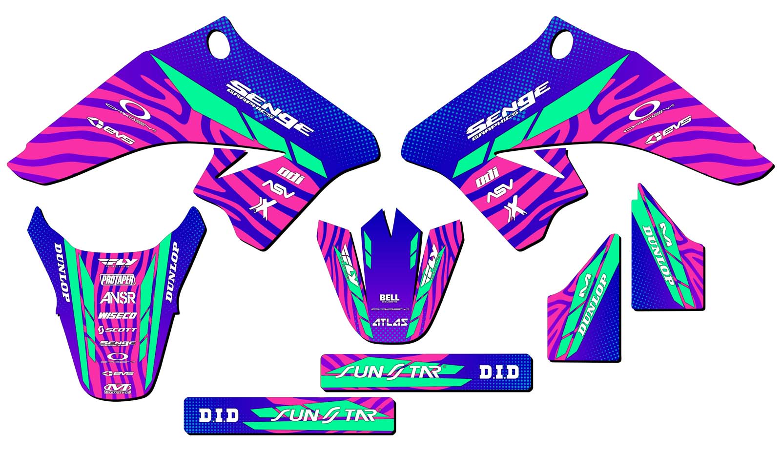 All Years DRZ 50|70 TIGRE Pink Senge Graphics Kit Compatible with Suzuki - Picture 8 of 10