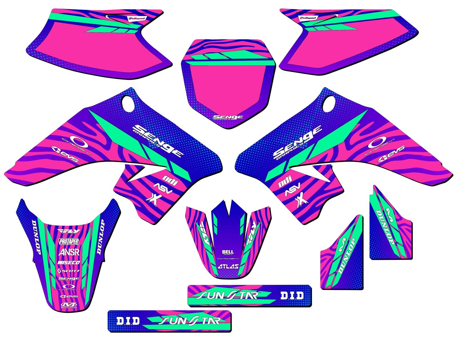 All Years DRZ 50|70 TIGRE Pink Senge Graphics Kit Compatible with Suzuki - Picture 2 of 10