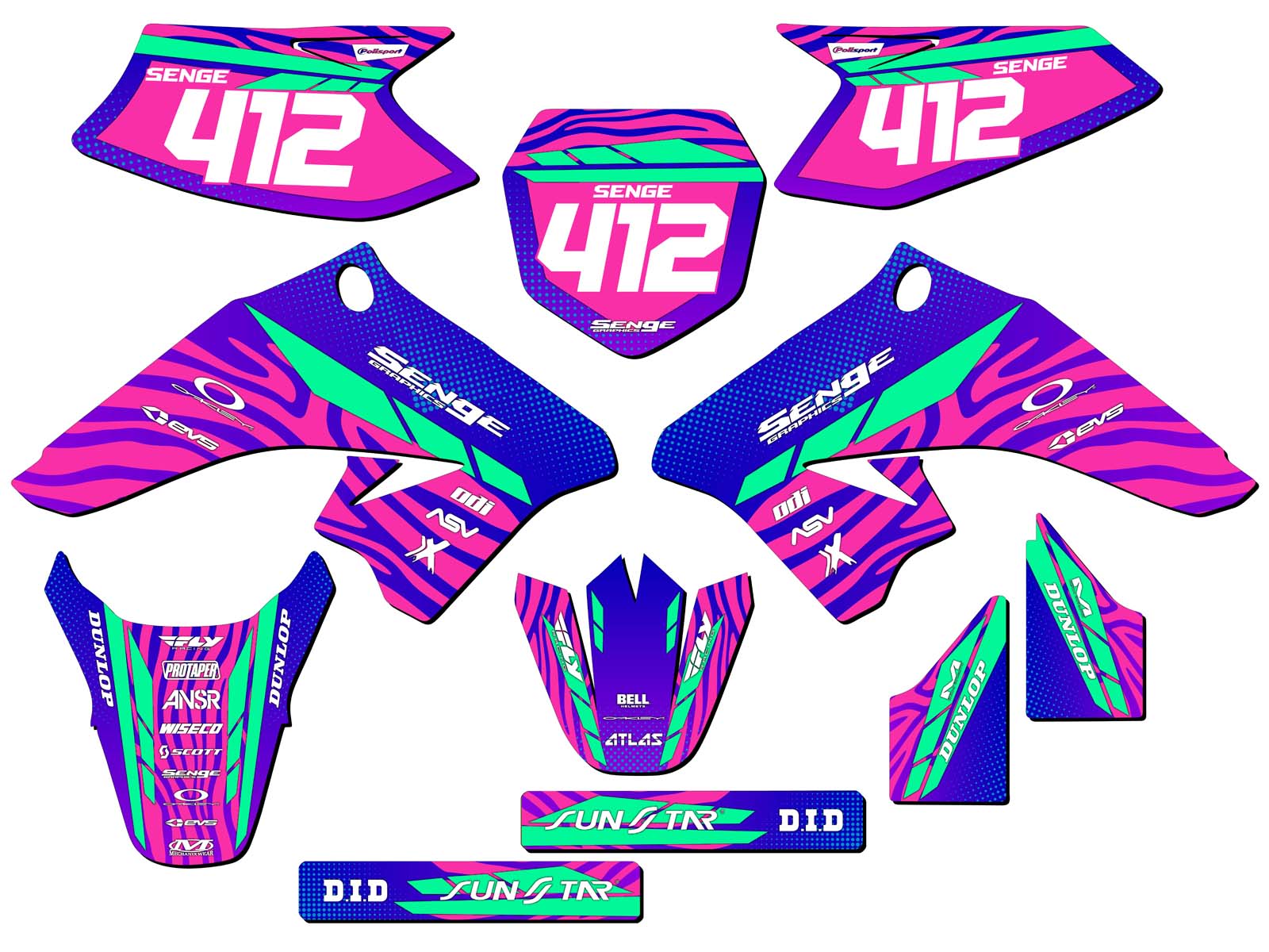 All Years DRZ 50|70 TIGRE Pink Senge Graphics Kit Compatible with Suzuki - Picture 5 of 10