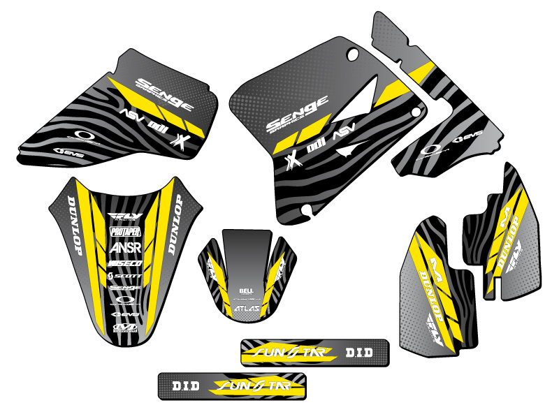 2001-2004 RM 85 TIGRE Black Senge Graphics Kit Compatible with Suzuki - Foto 8 di 10