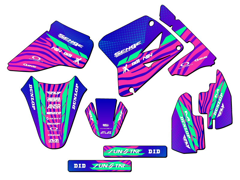 2001-2004 RM 85 TIGRE rosa Senge kit de gráficos compatible con Suzuki - Imagen 2 de 10