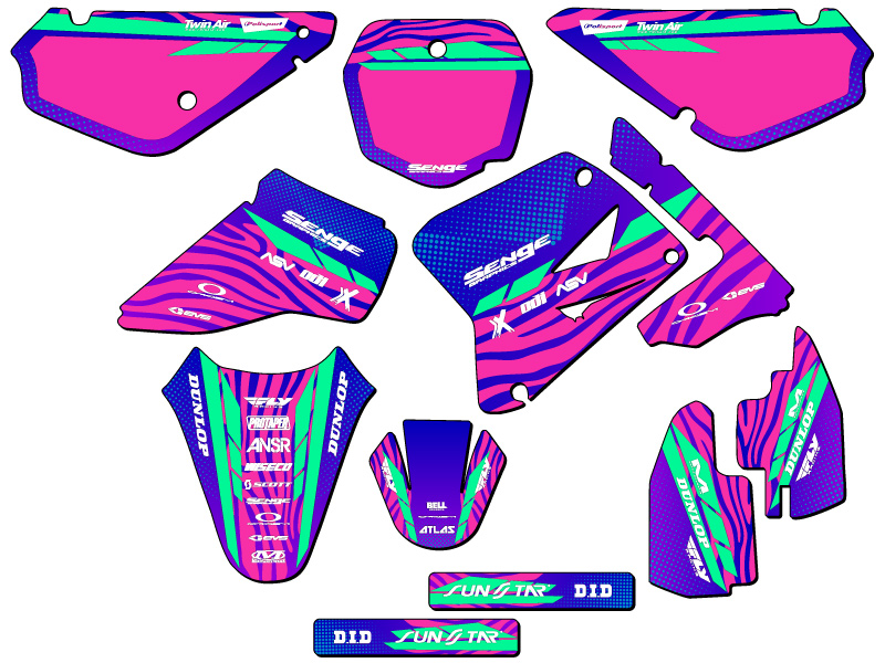 2001-2004 RM 85 TIGRE rosa Senge kit de gráficos compatible con Suzuki - Imagen 5 de 10