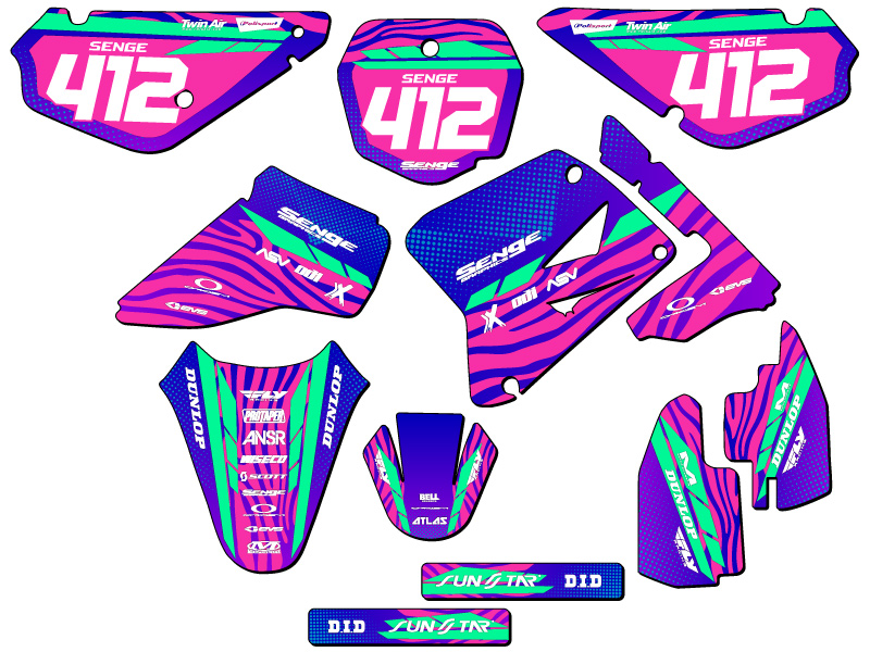 2001-2004 RM 85 TIGRE rosa Senge kit de gráficos compatible con Suzuki - Imagen 8 de 10