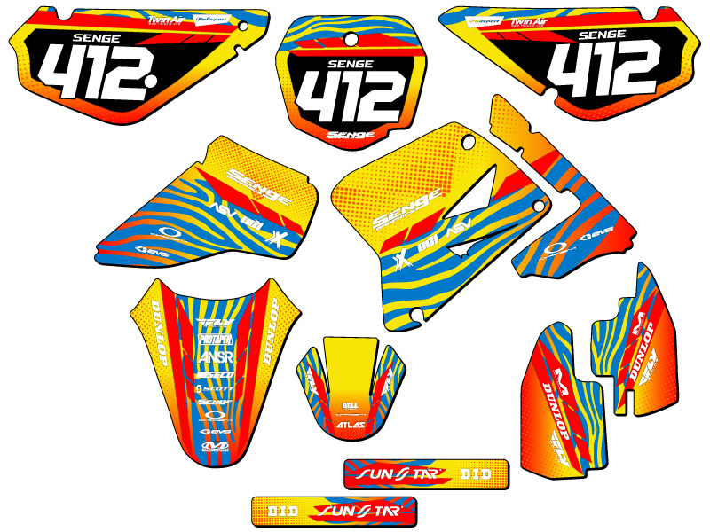 Kit de gráficos Senge RM 85 TIGRE 2001-2004 amarillo compatible con Suzuki - Imagen 8 de 10