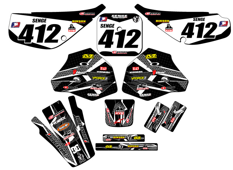 1985-2000 XR 100 PODIUM Black Senge Graphics Kit Compatible with Honda - Bild 8 von 10