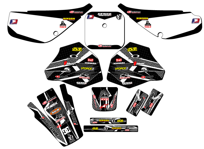 1985-2000 XR 80 PODIUM Black Senge Graphics Kit Compatible with Honda - Picture 5 of 10