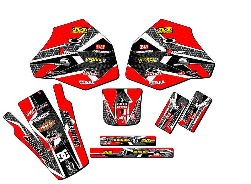 1985-2000 XR 80 PODIUM Red Senge Graphics Kit Compatible with Honda - Picture 2 of 10